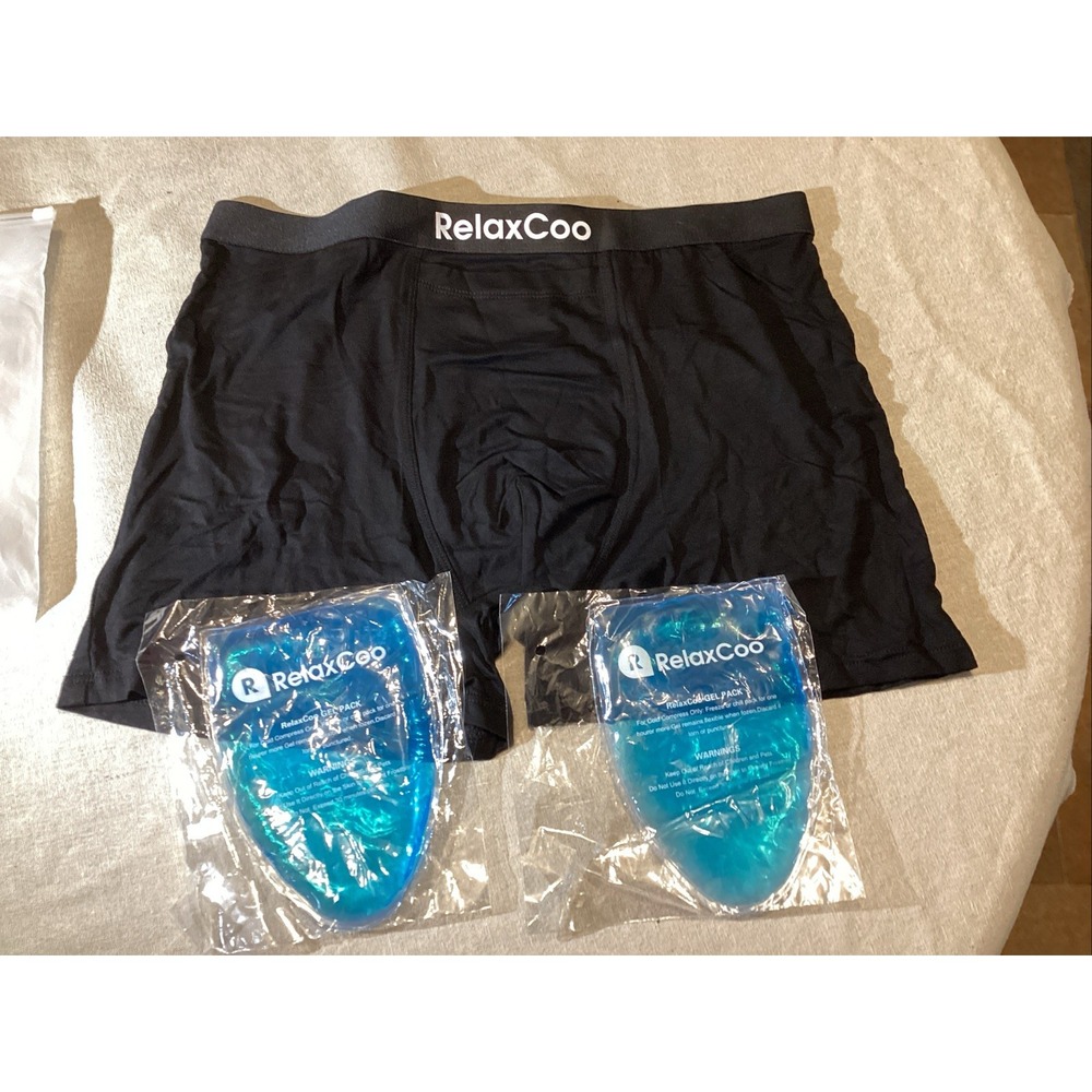 RelaxCoo New Vasectomy Recovery Underwear with 2 custom‎ fit Ice Packs Large
